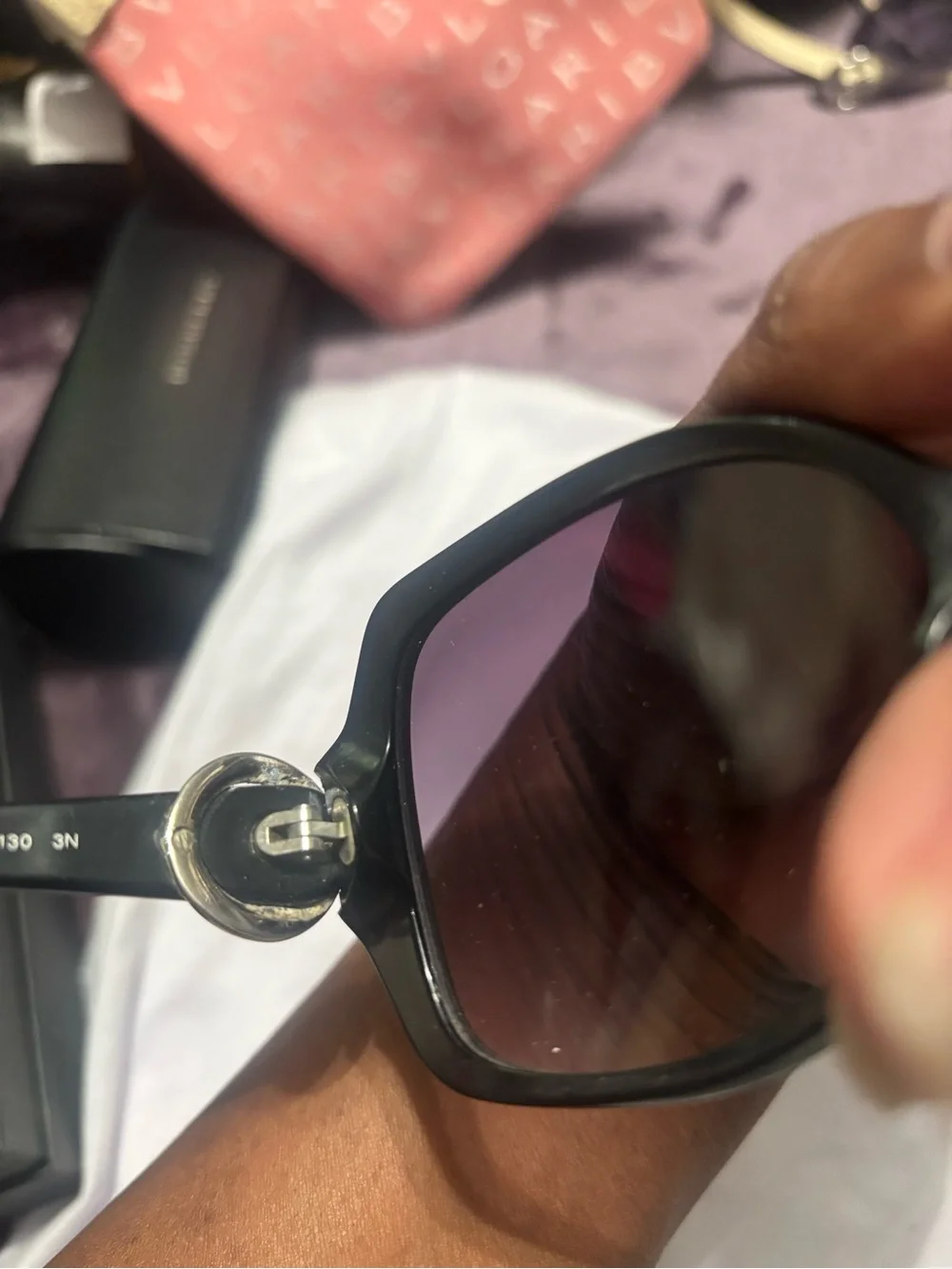 Bulgari Black Frame Sunglasses with Gradient Gray Lenses